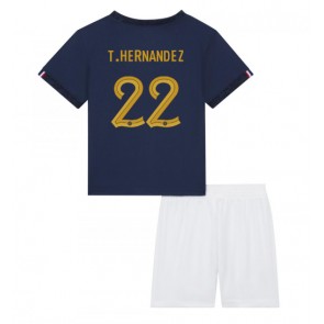 Frankrike Theo Hernandez #22 kläder Barn VM 2022 Hemmatröja Kortärmad (+ korta byxor)